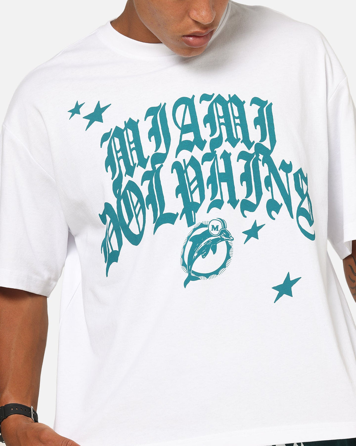 Mitchell & Ness Miami Dolphins Stars & Text Boxy T-Shirt White