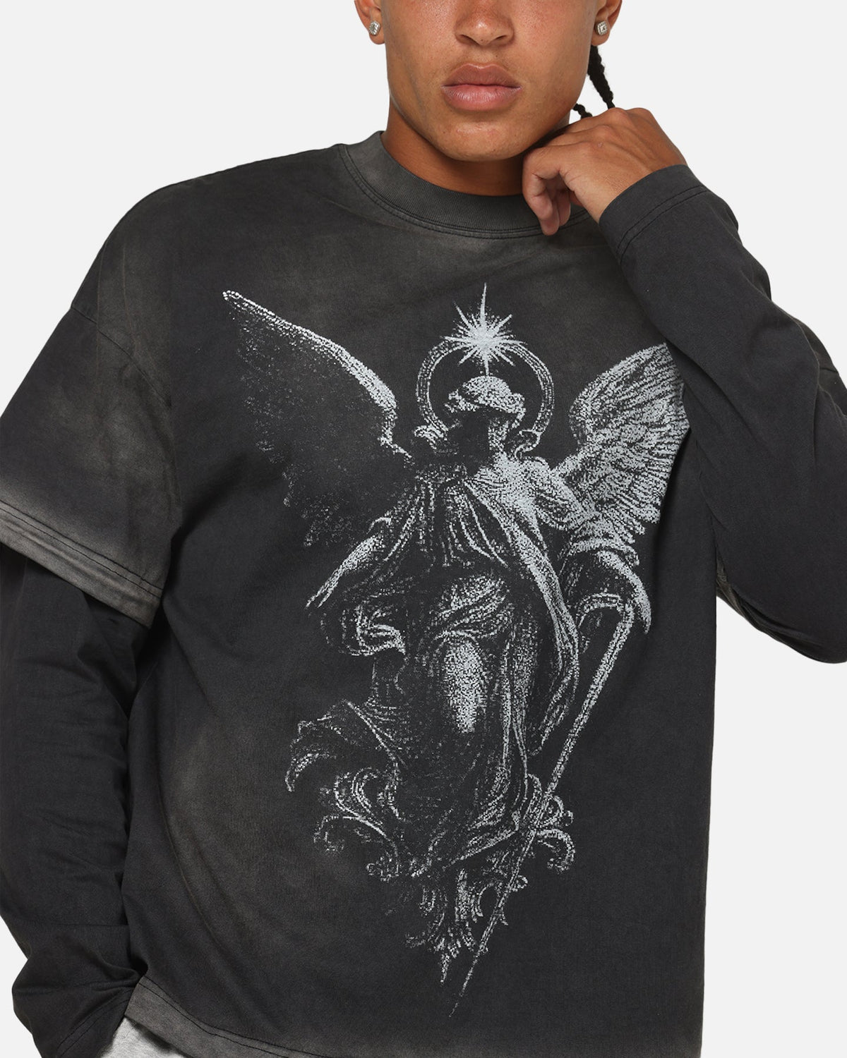 Saint Morta Celestial Layered Long Sleeve T-Shirt Black Wash