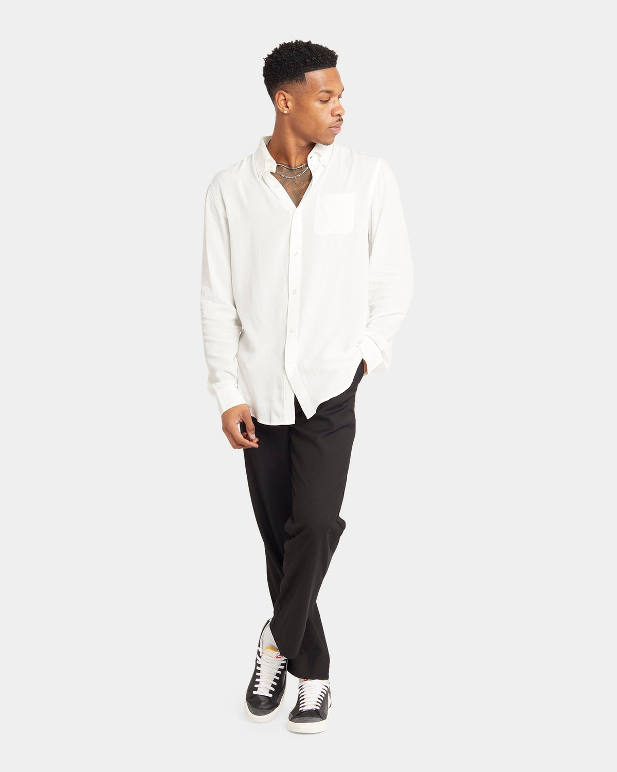XXIII Crete Long Sleeve Button Up Shirt White