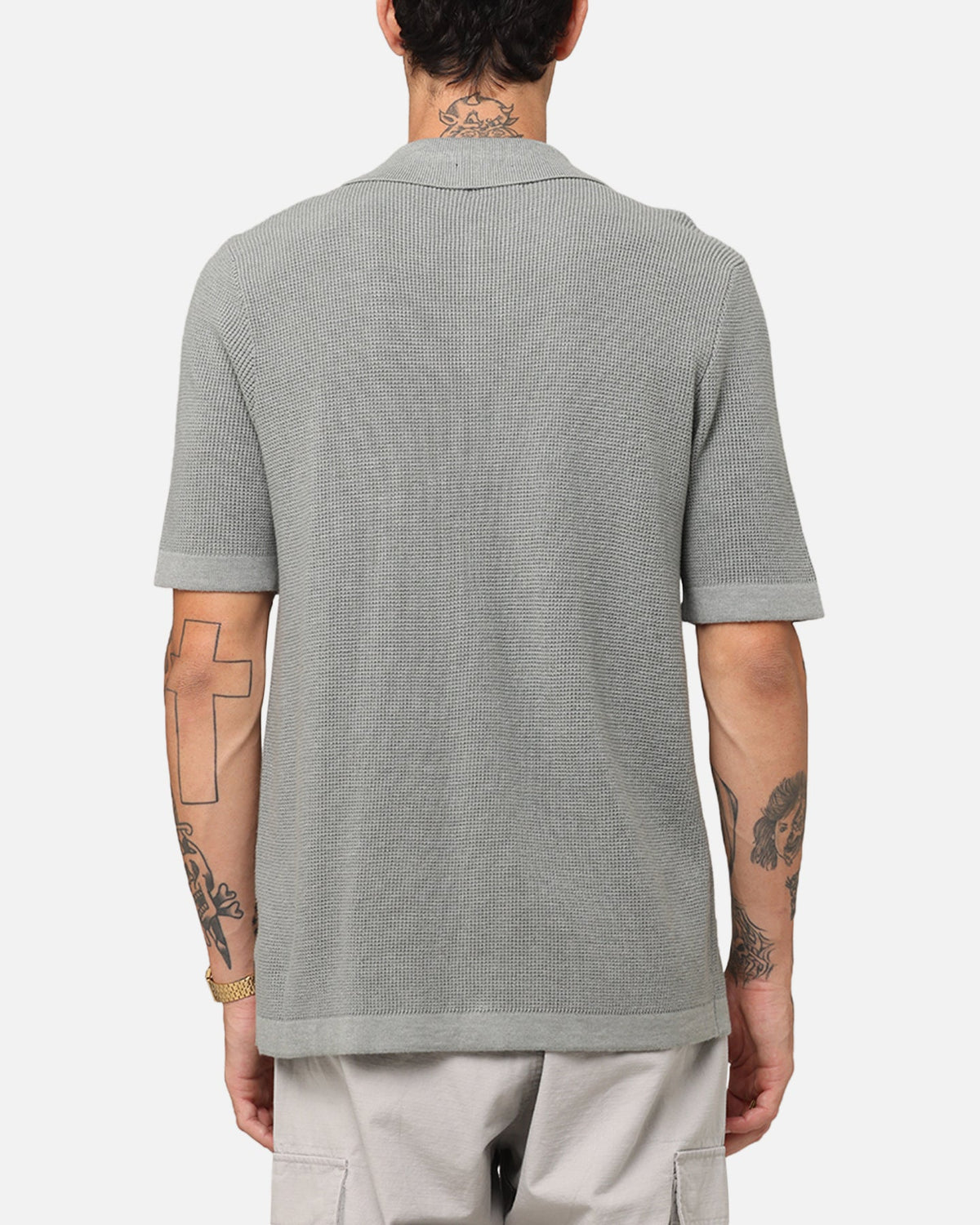 XXIII Zyair Knit Rib Button Up Shirt Olive