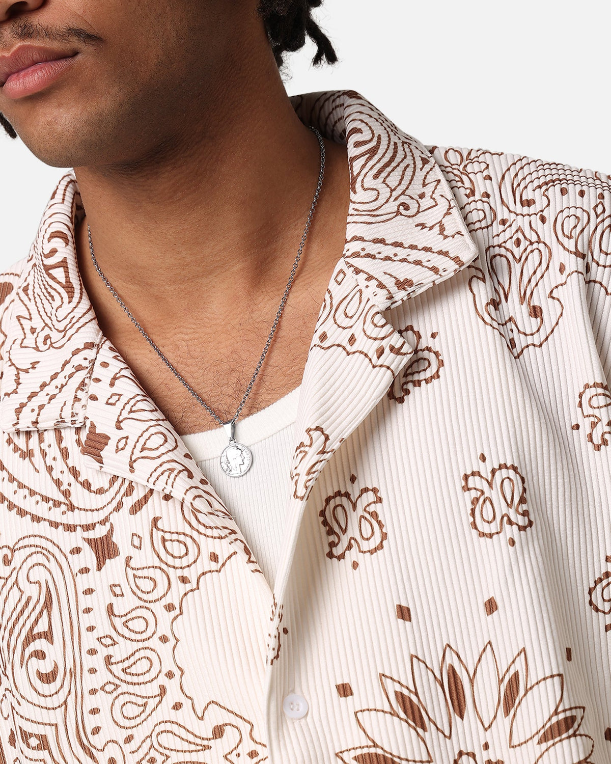 XXIII Paisley Nights Button Up Shirt Cream/Brown