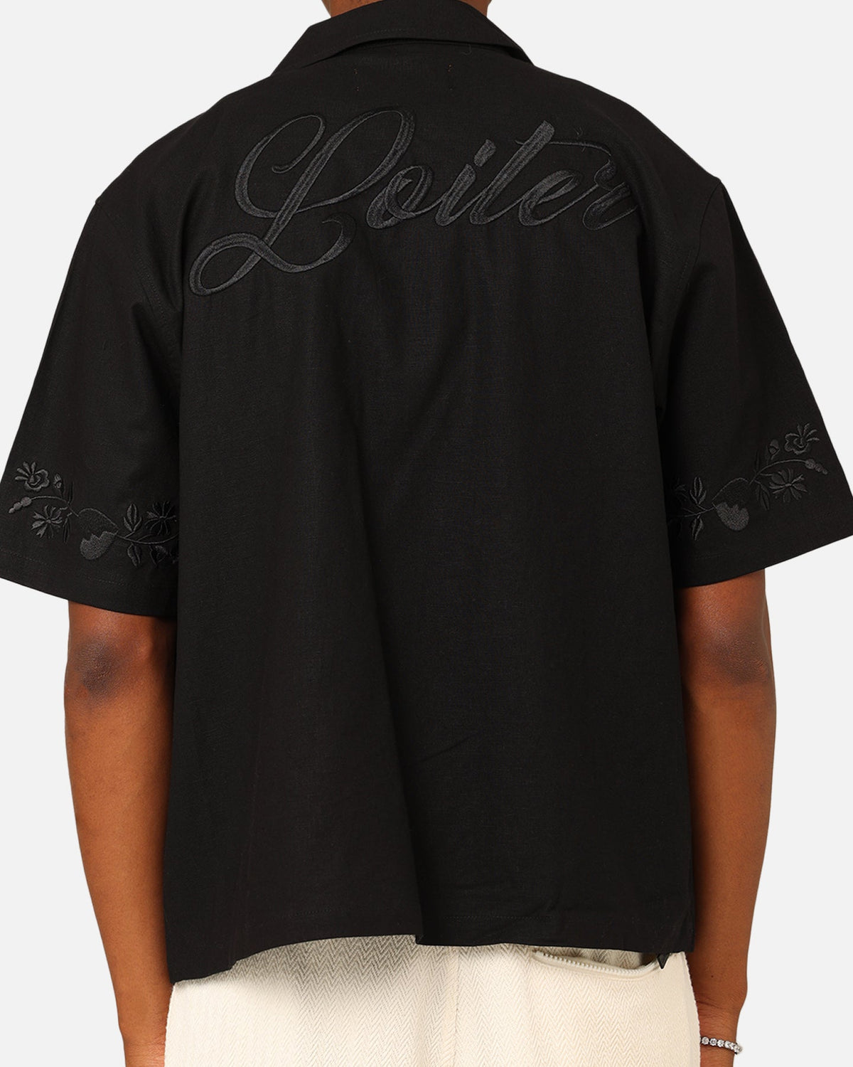 Loiter Oasis Embroidered Button Up Shirt Black