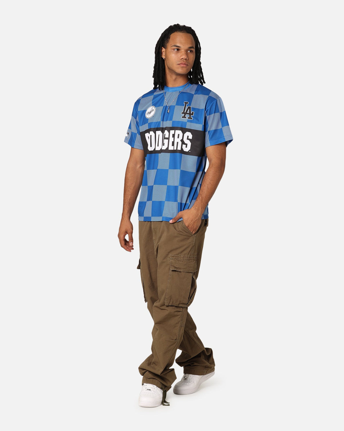 Majestic Athletic Los Angeles Dodgers Team Line Checkered Jersey White/Royal