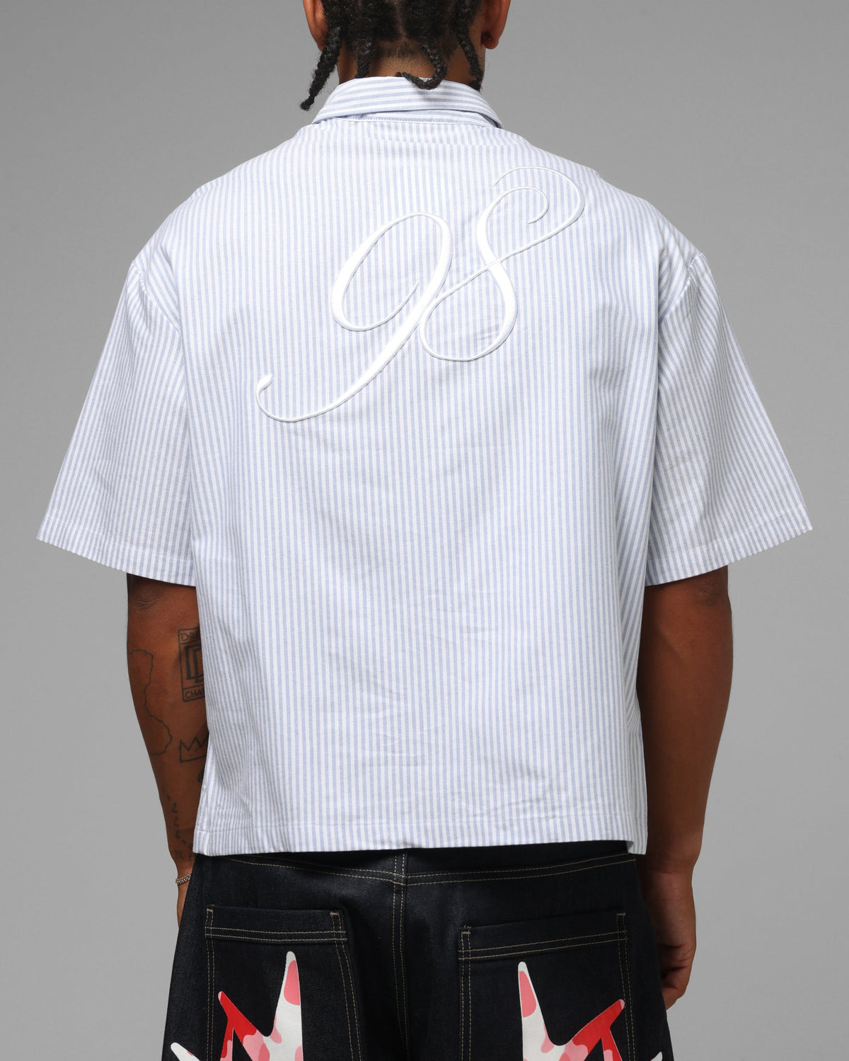 Loiter Studio Zip Shirt Blue Stripe