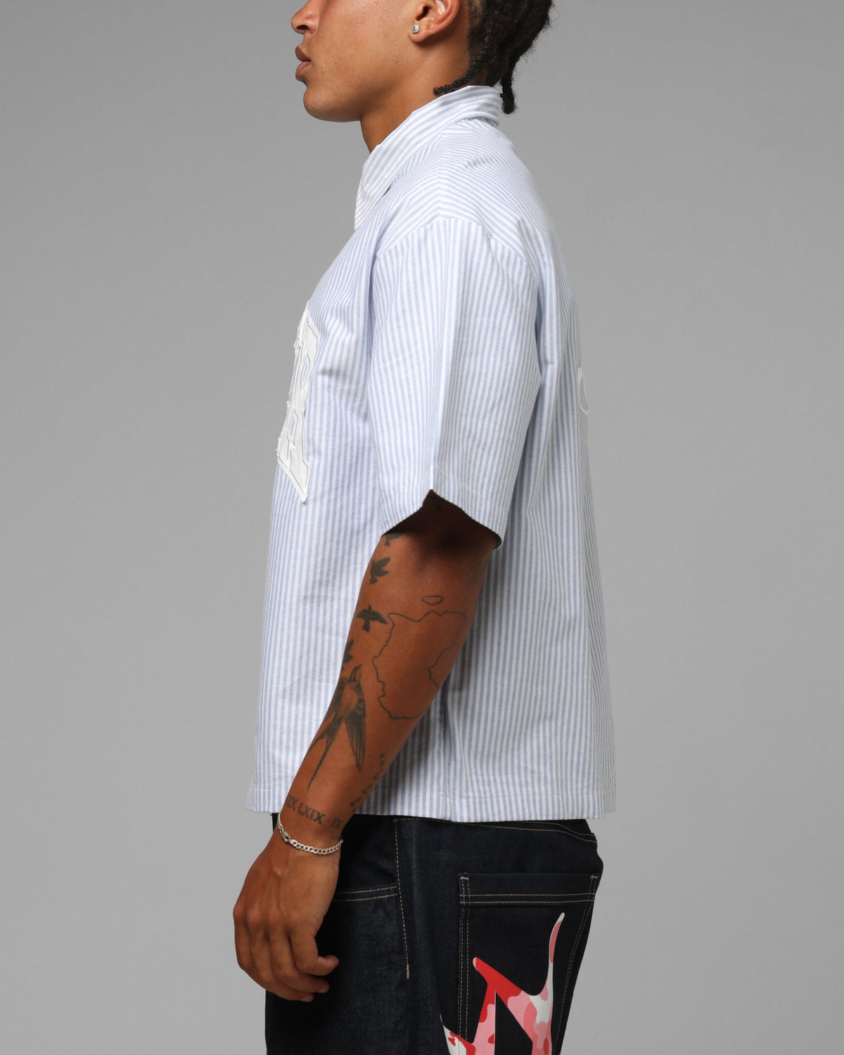 Loiter Studio Zip Shirt Blue Stripe