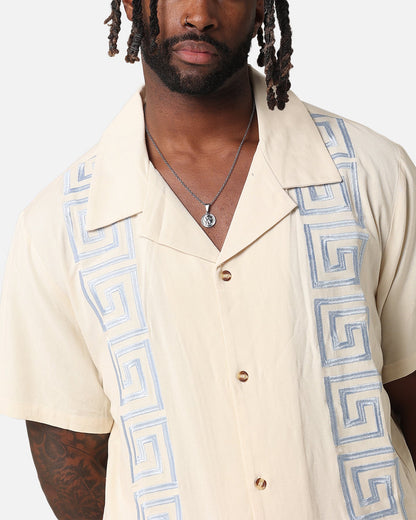 XXIII Hellas Linen Button Up Shirt Off White/Blue