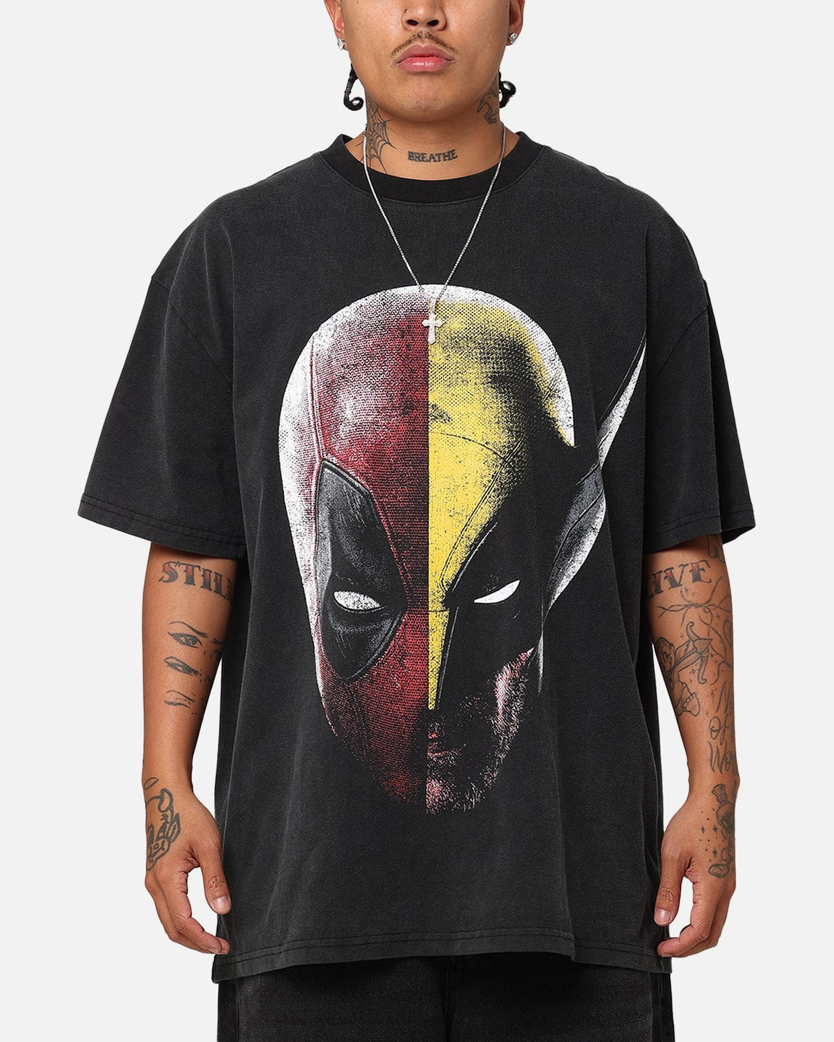 Goat Crew Marvel Deadpool and Wolverine Heavy T-Shirt Vintage Black