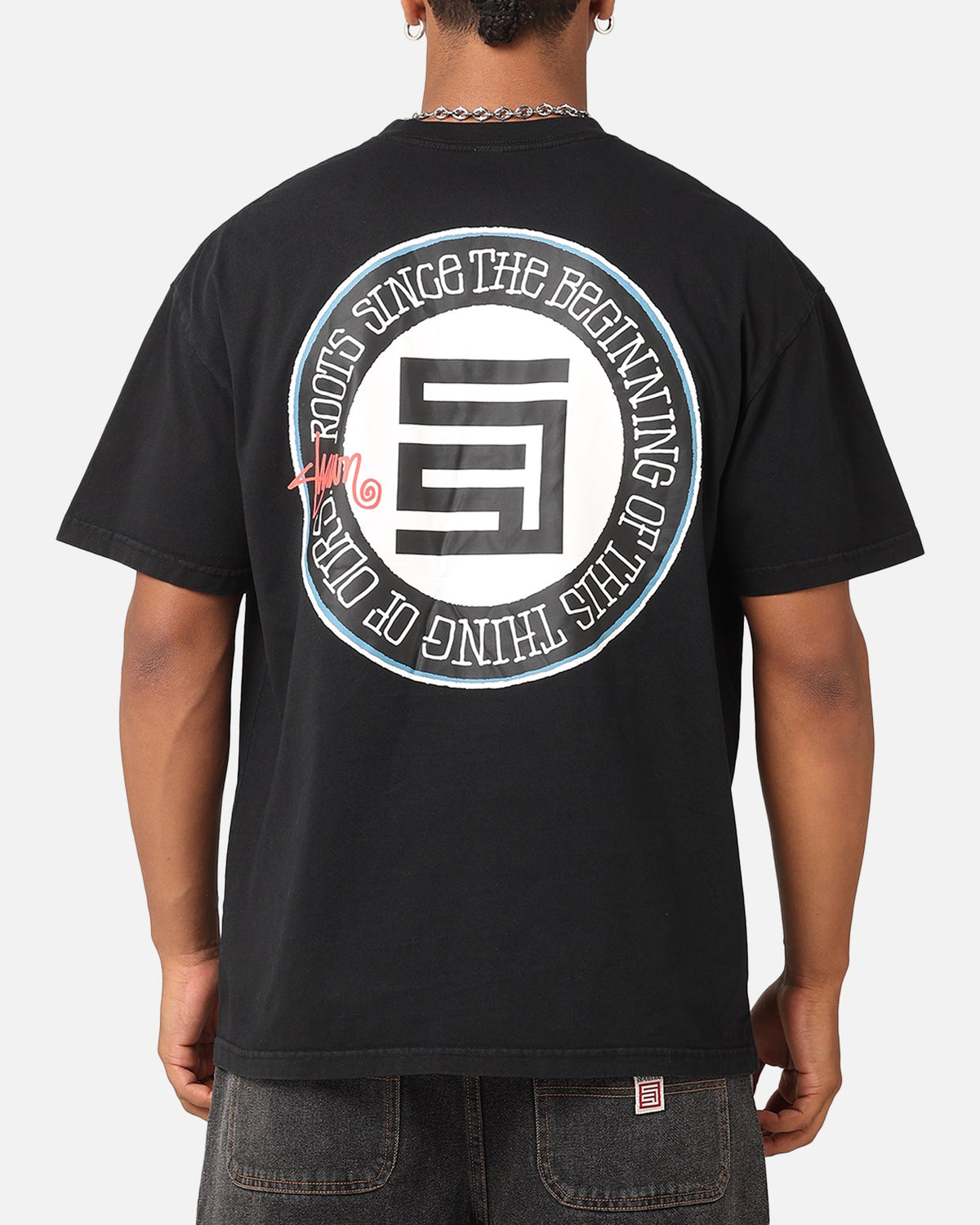 S Double Roots Dot T-Shirt Washed Black