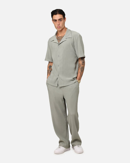 XXIII Pleated Button Up Shirt Olive