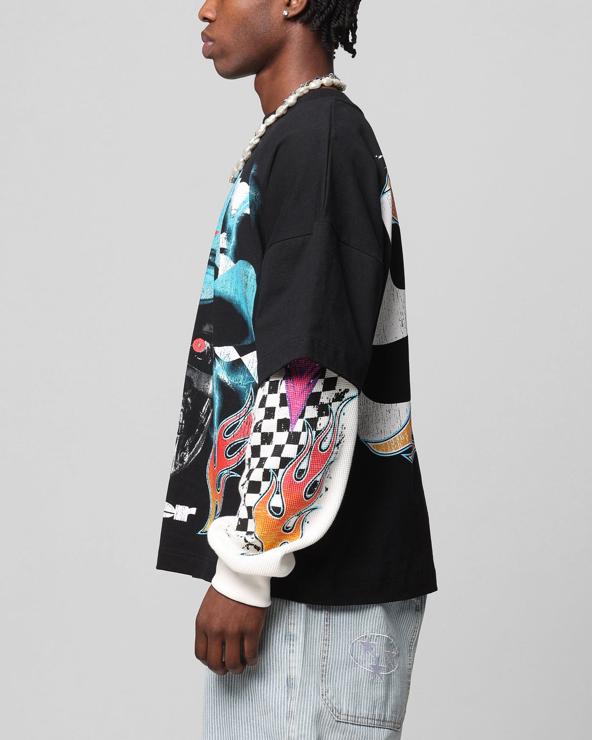 Loiter Daytona Layered Long Sleeve T-Shirt Black/White