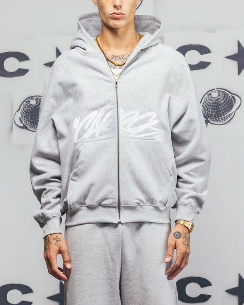 Carre Grit Zip Hoodie Grey Marle