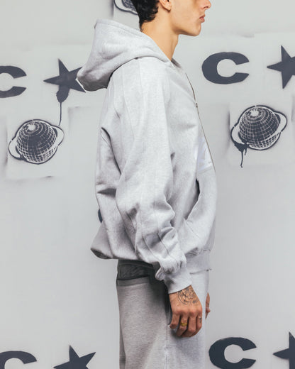 Carre Grit Zip Hoodie Grey Marle