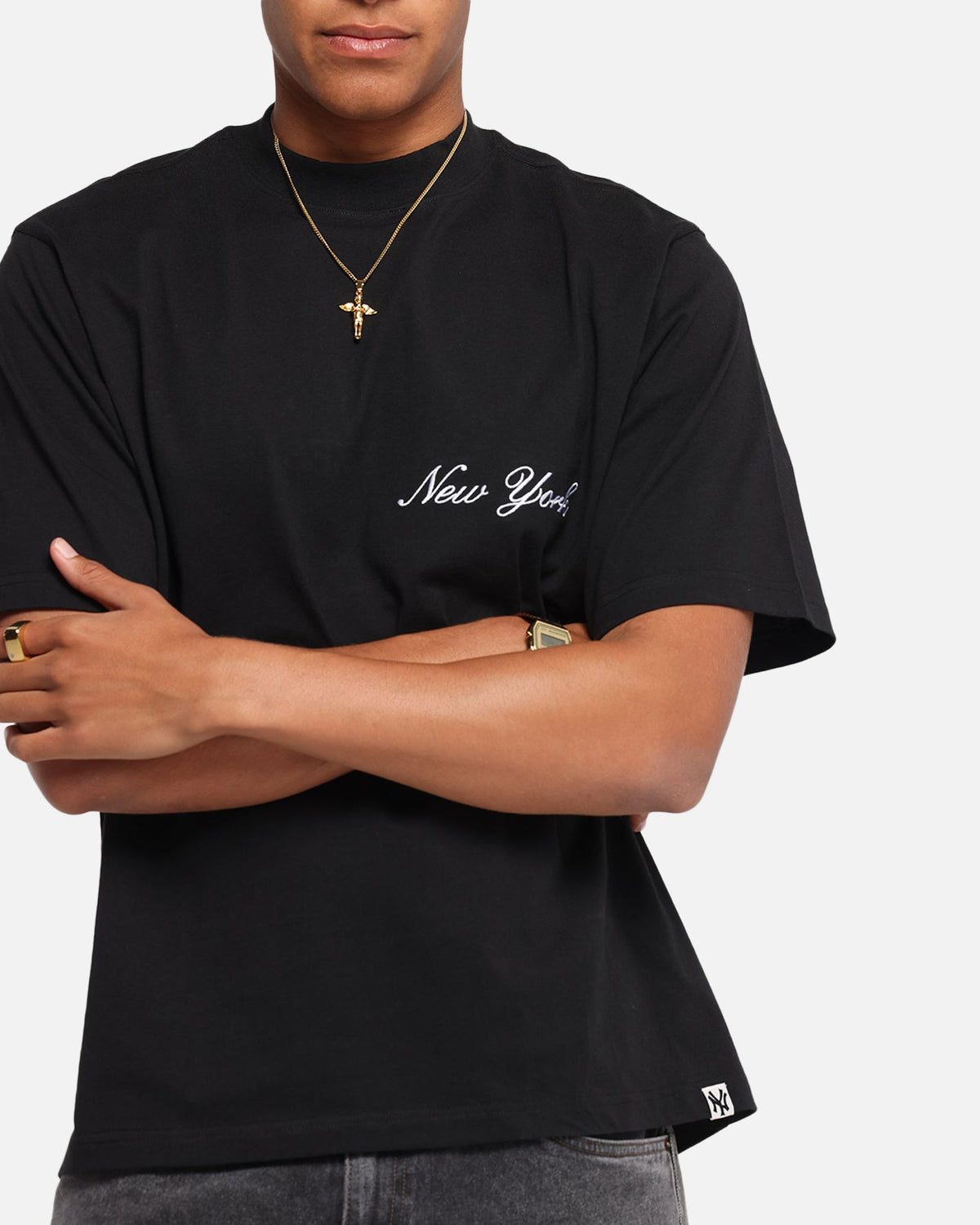 Majestic Athletic New York Yankees Script Boxy T-Shirt Black