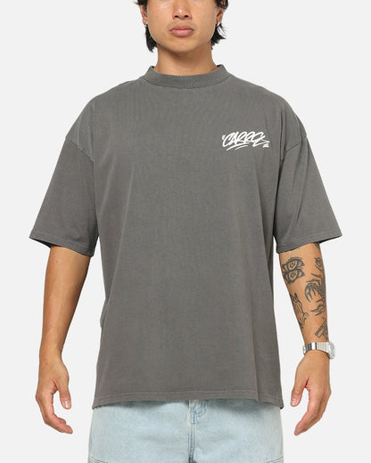 Carre Tag Mock Neck T-Shirt Black Acidwash
