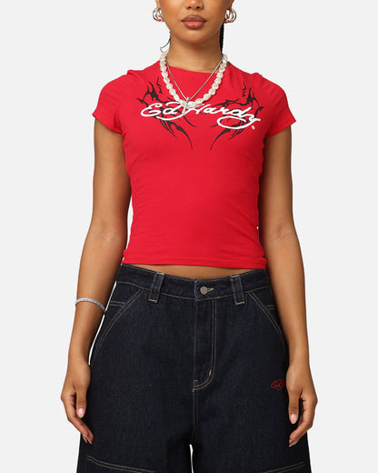 Ed Hardy Women's Tribal Baby T-Shirt Red