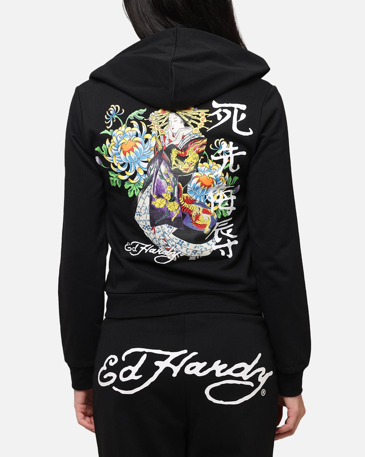 Ed Hardy Women's Flora Zip Hoodie Black