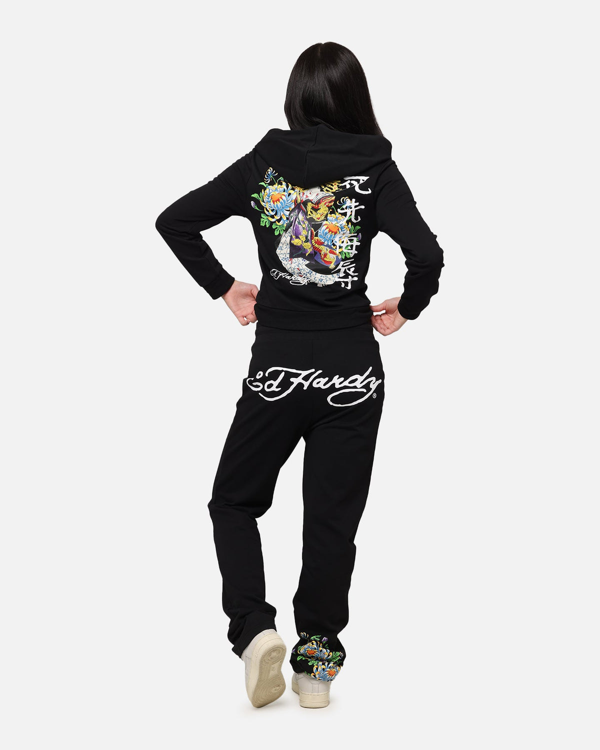 Ed Hardy Women's Flora Zip Hoodie Black