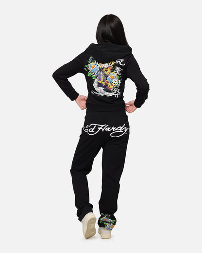Ed Hardy Women's Flora Zip Hoodie Black
