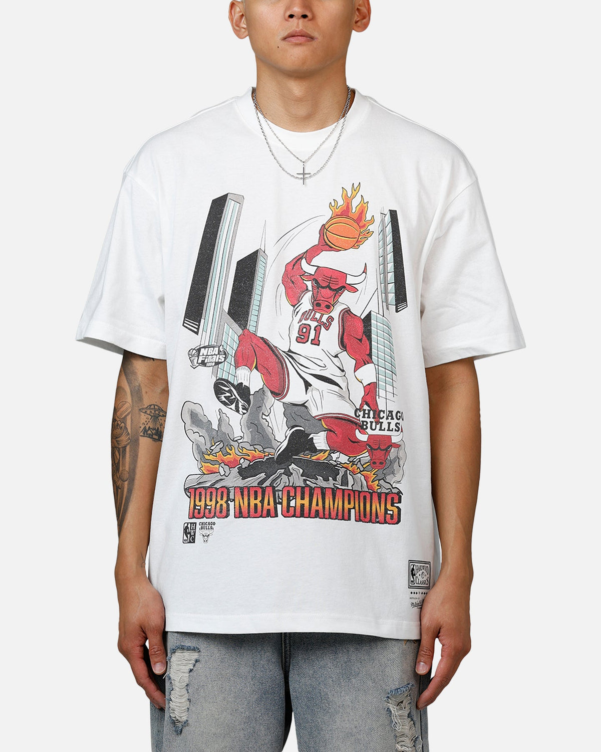 Mitchell & Ness Chicago Bulls Board Beaker T-Shirt Vintage White