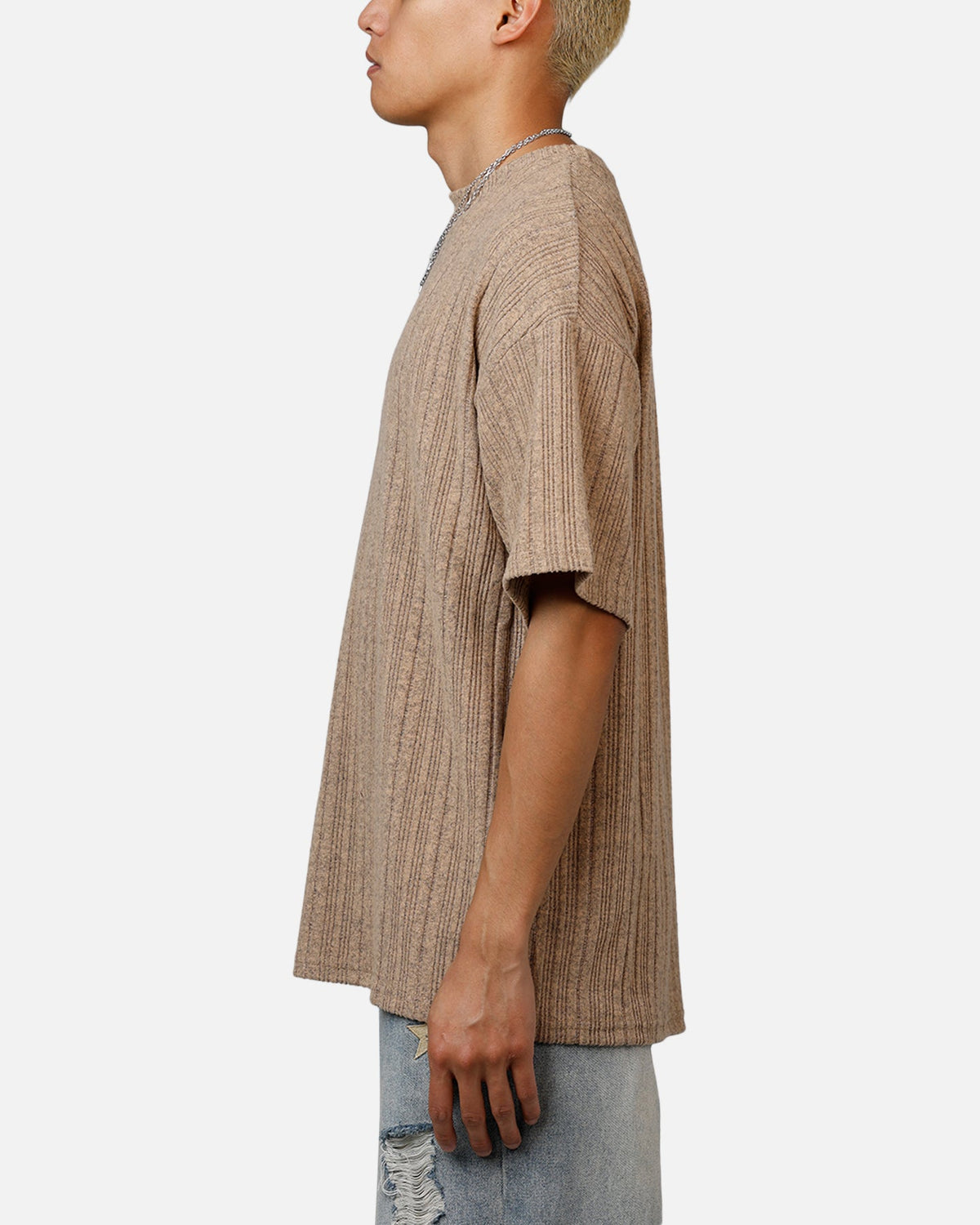 XXIII Rib Knit T-Shirt Tan Marle