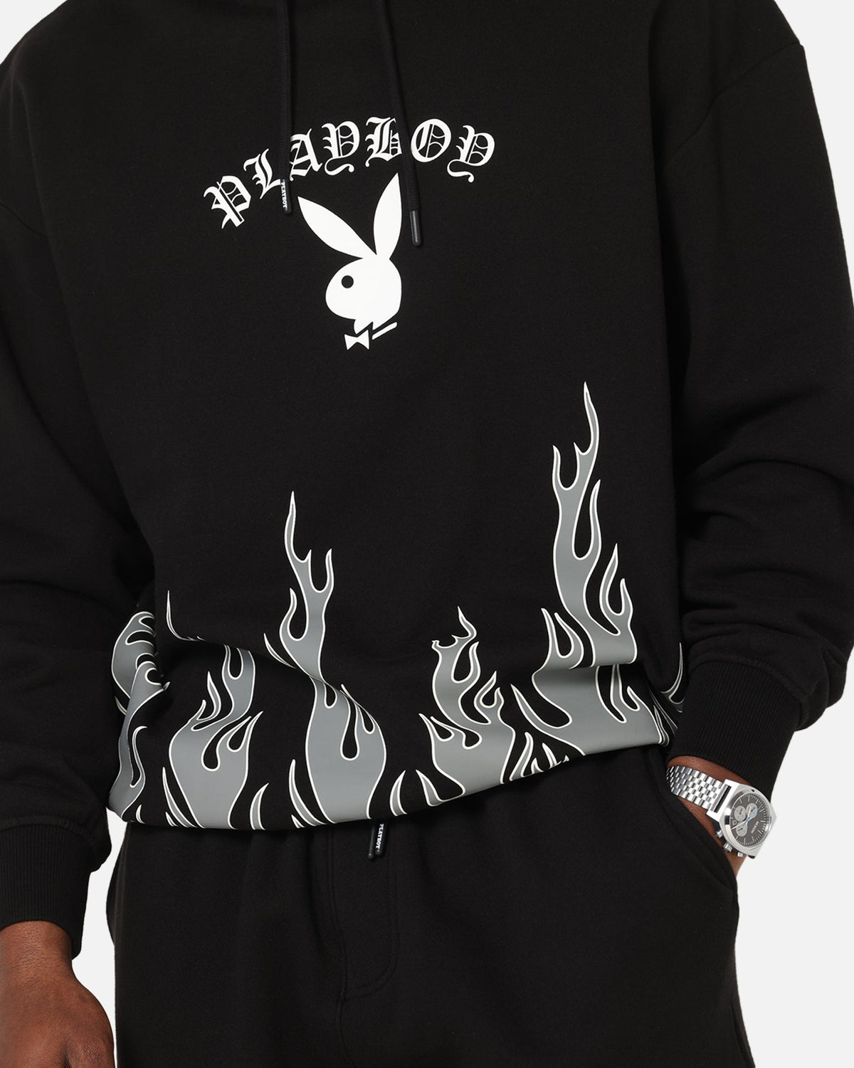 Playboy Gothic Flames Hoodie Black