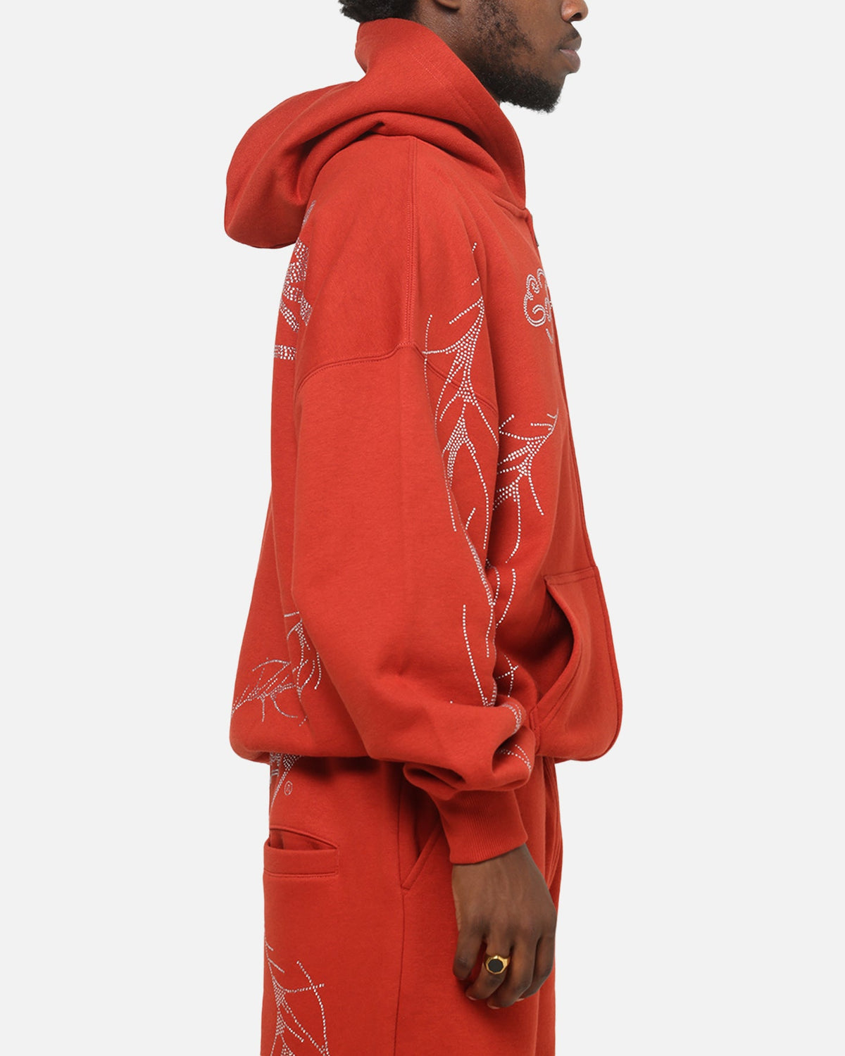 Ed Hardy Cyber Rhinestone Zip-Up Hoodie Red