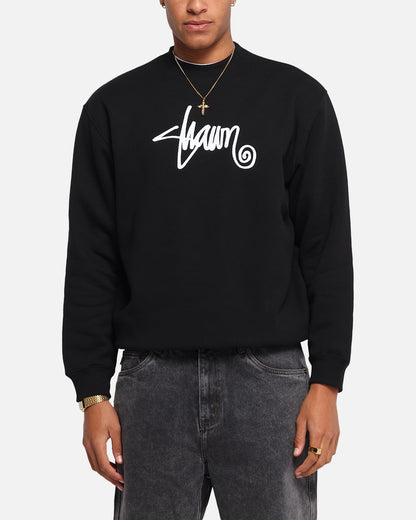 S Double Shawn Script Crewneck Black