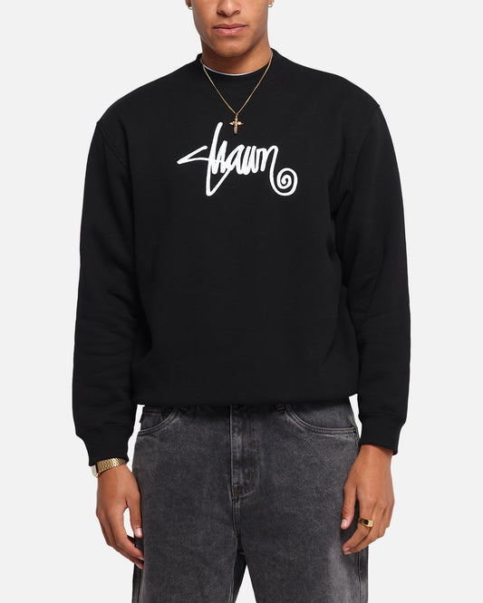 S Double Shawn Script Crewneck Black