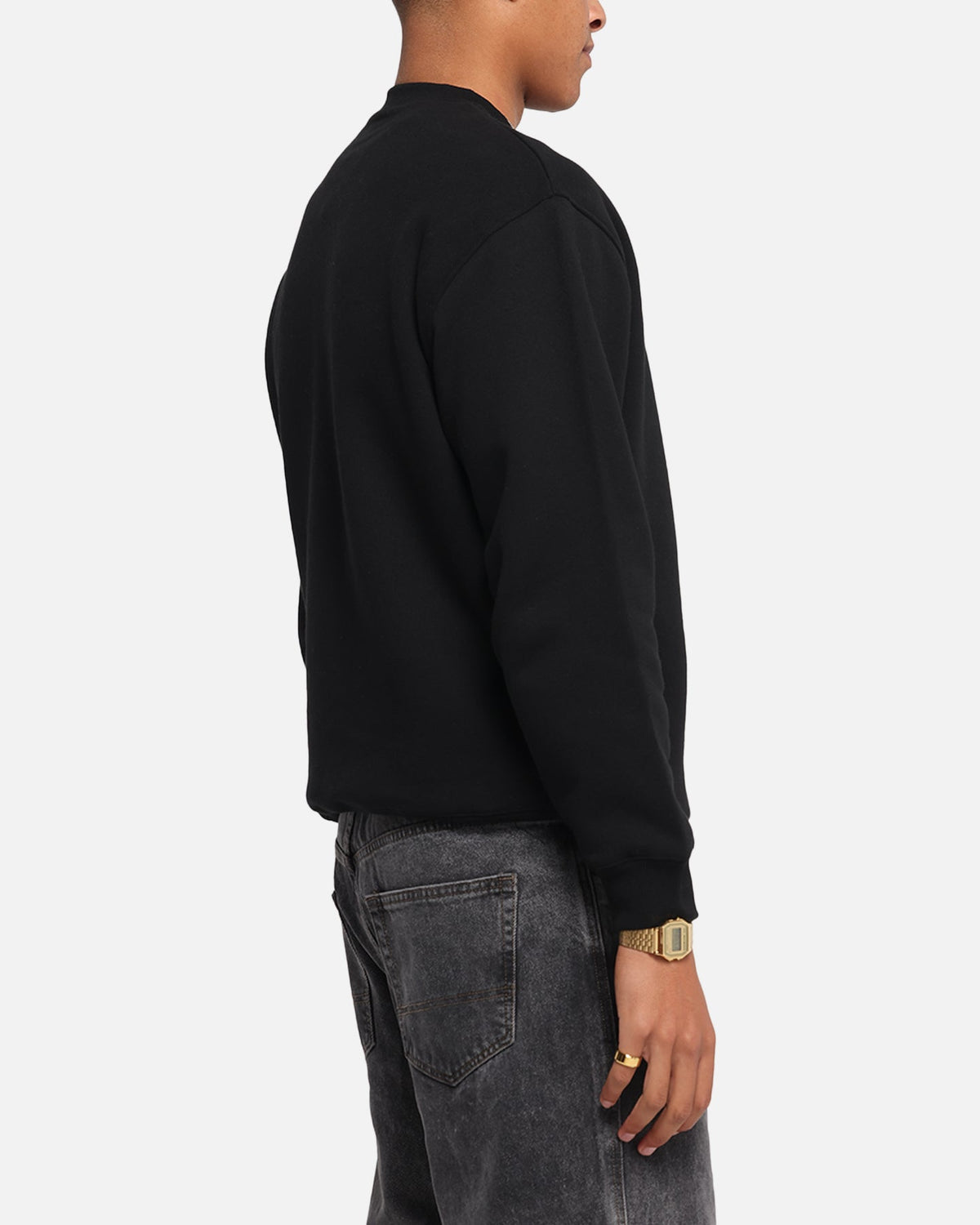 S Double Shawn Script Crewneck Black