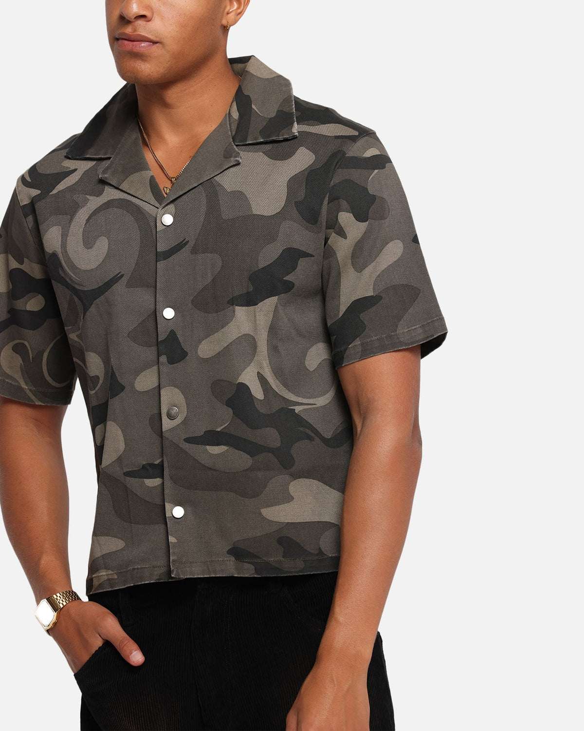 XXIII Washed Camo Button Up Shirt Camo