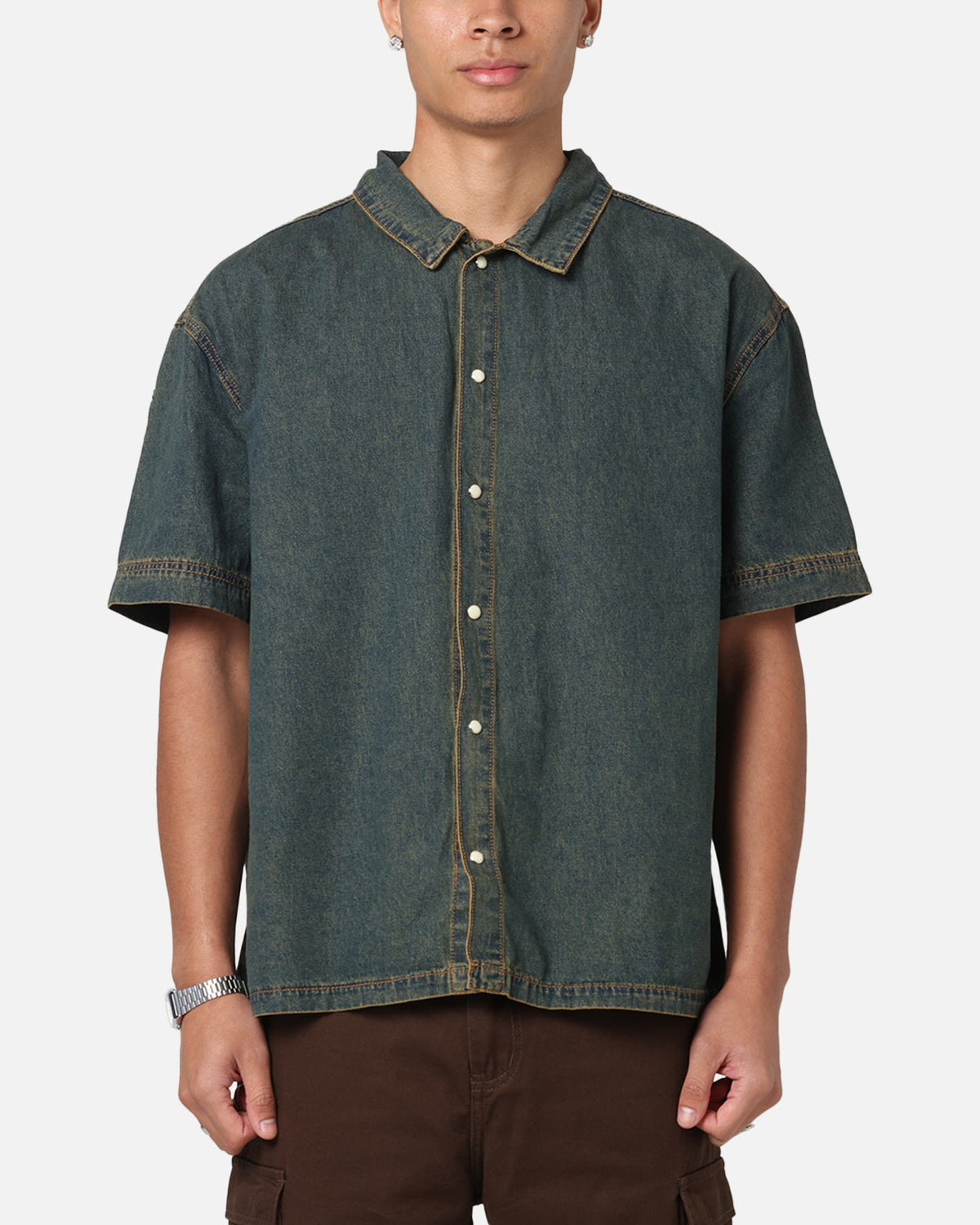 Saint Morta Gothic Noir Button Up Shirt Light Blue