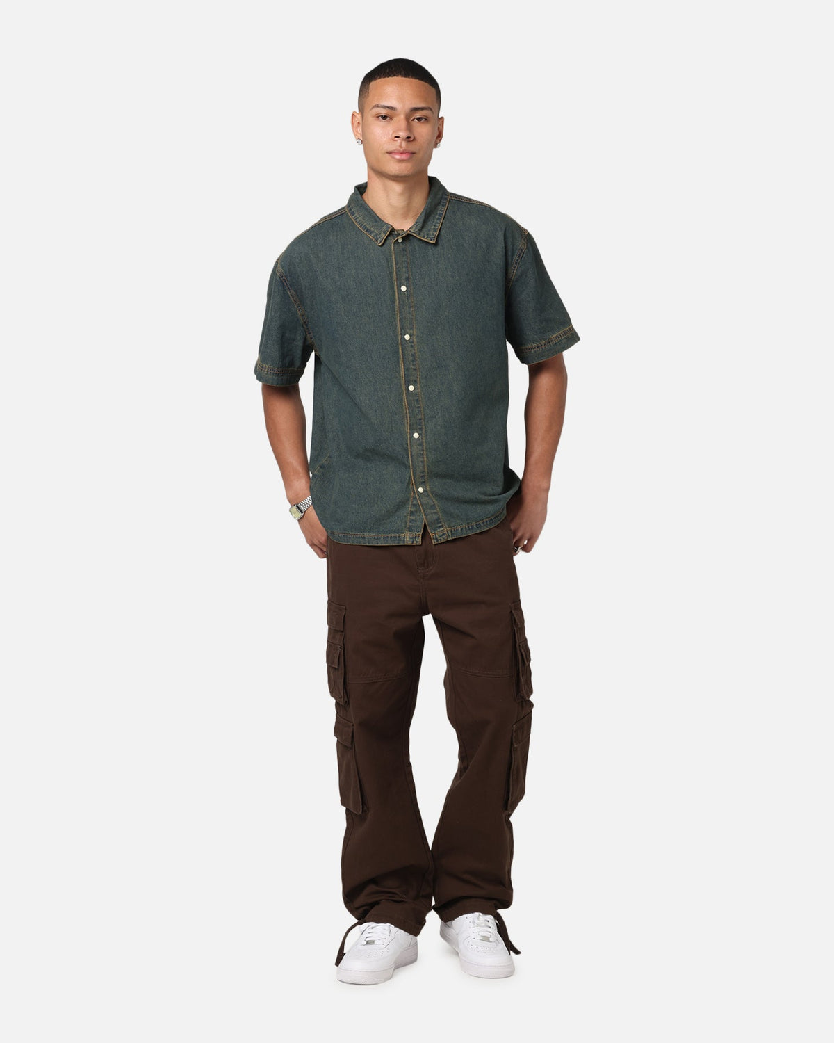 Saint Morta Gothic Noir Button Up Shirt Light Blue