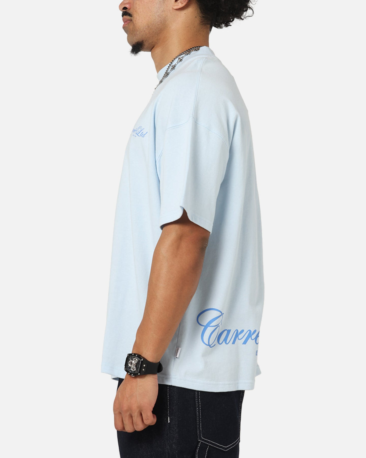 Carre Side Script Oversized T-Shirt Baby Blue