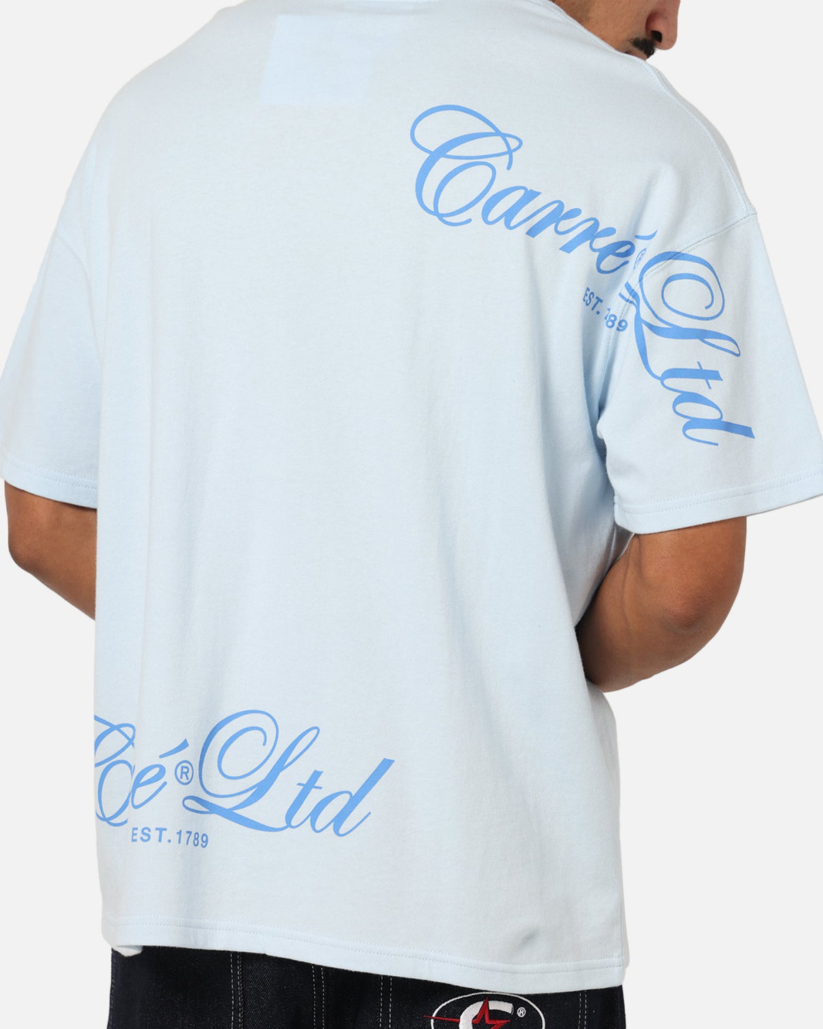 Carre Side Script Oversized T-Shirt Baby Blue