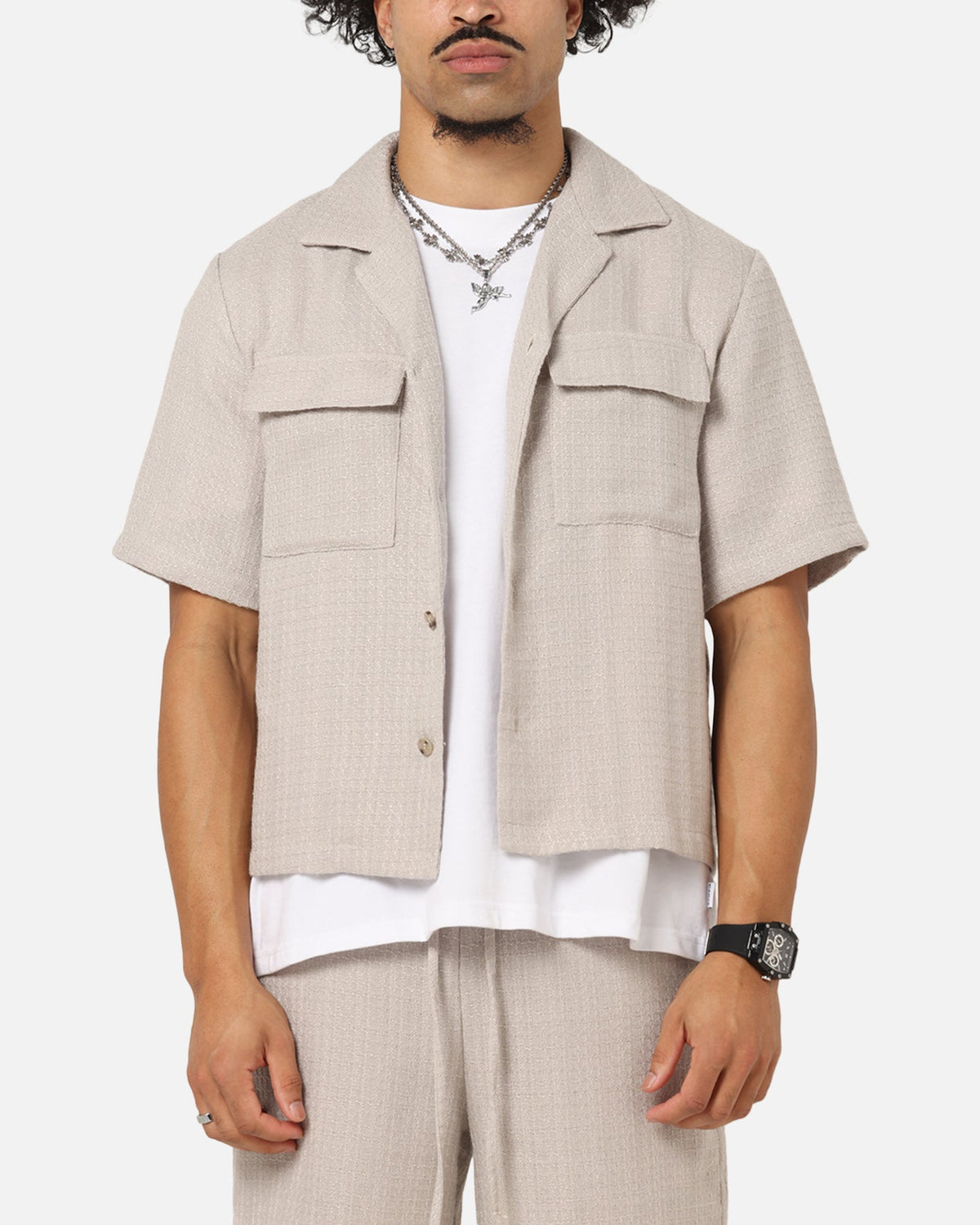 XXIII Textured Button Up Shirt Stone