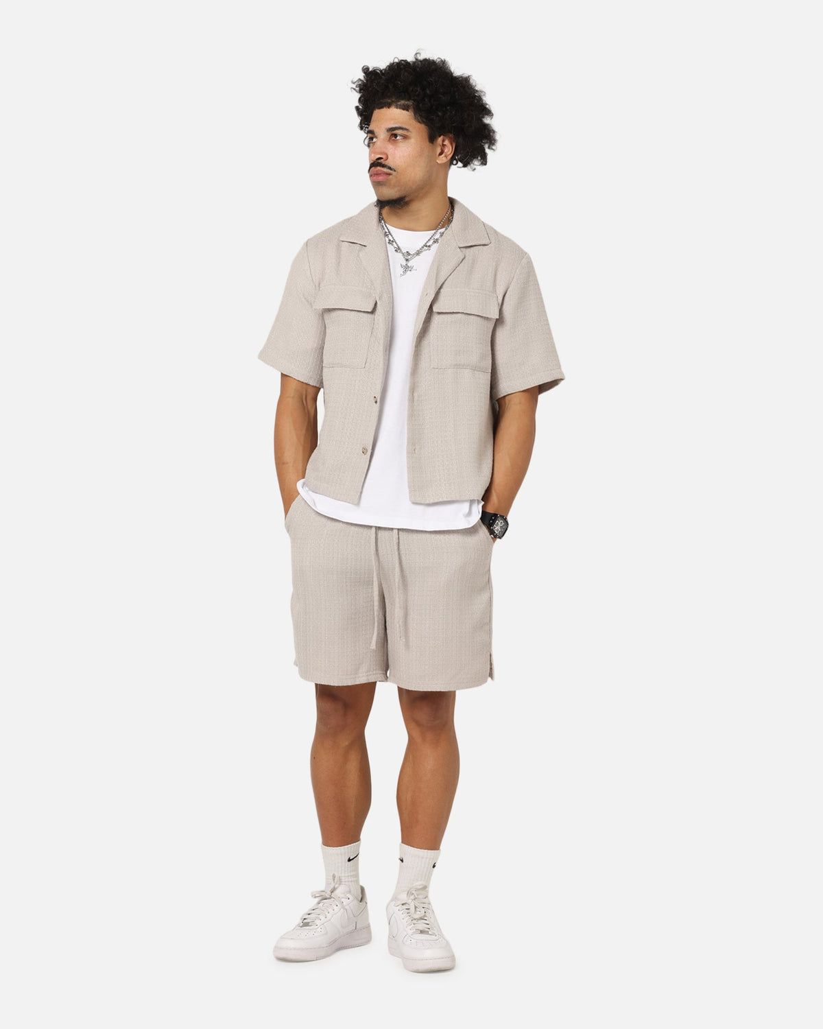 XXIII Textured Button Up Shirt Stone