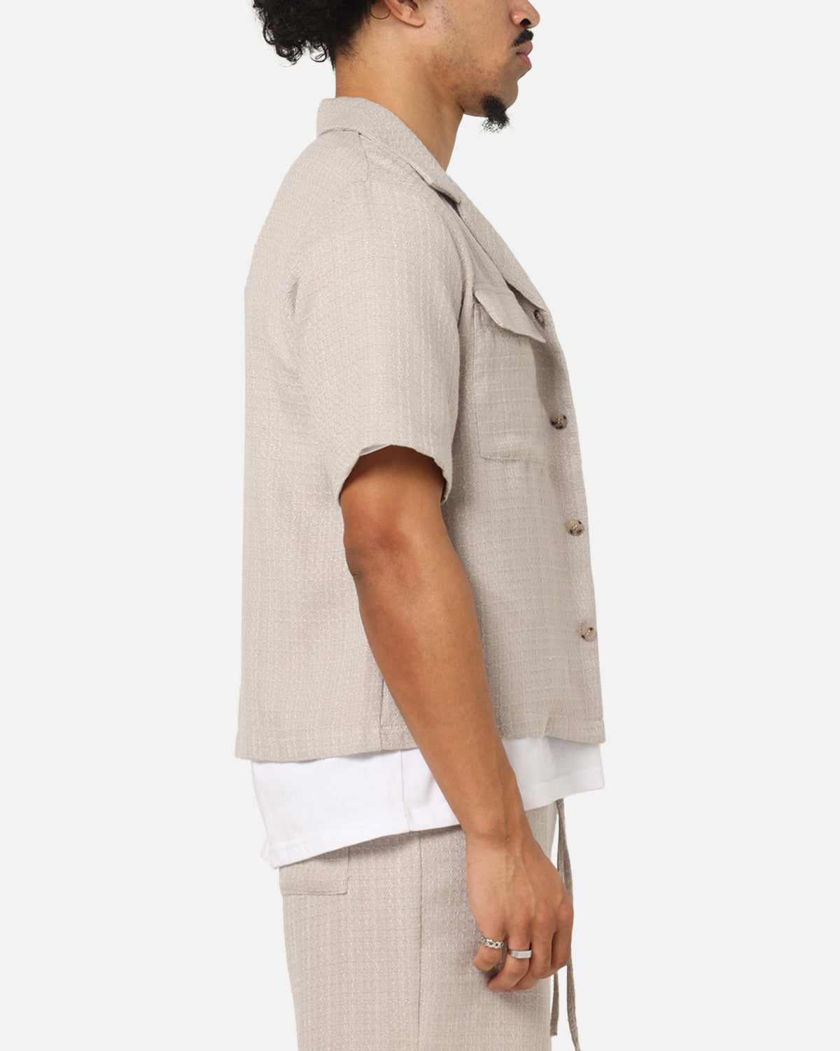 XXIII Textured Button Up Shirt Stone