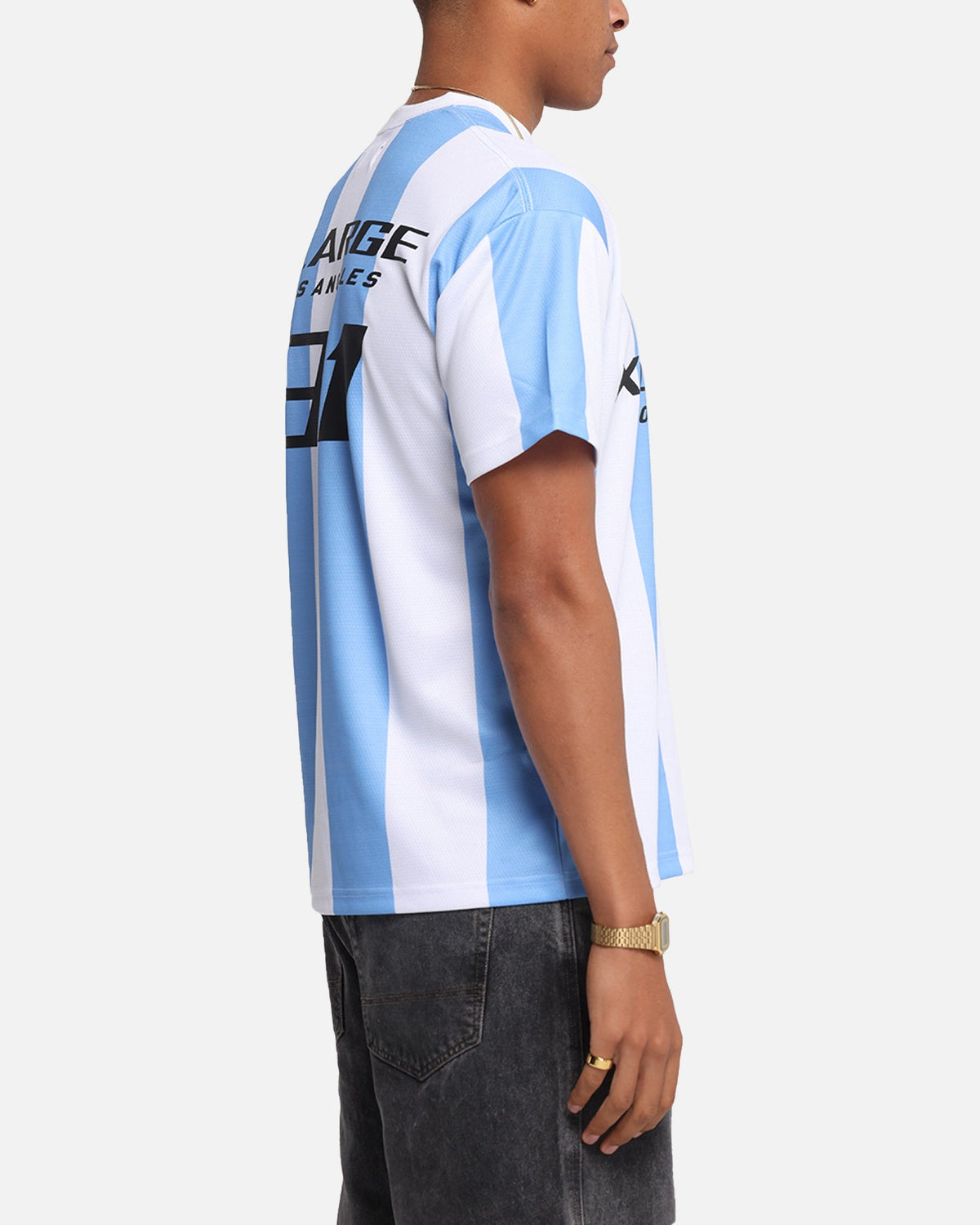 X-Large Slanted Football T-Shirt Blue/White
