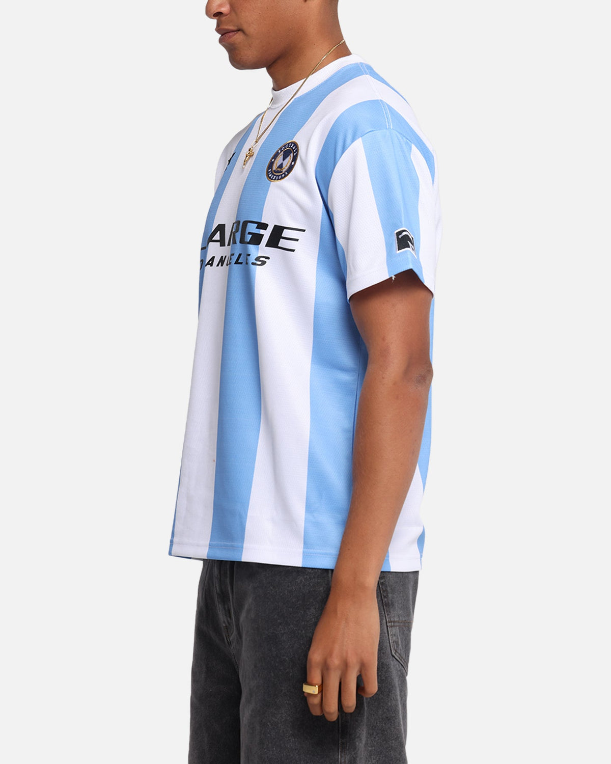 X-Large Slanted Football T-Shirt Blue/White