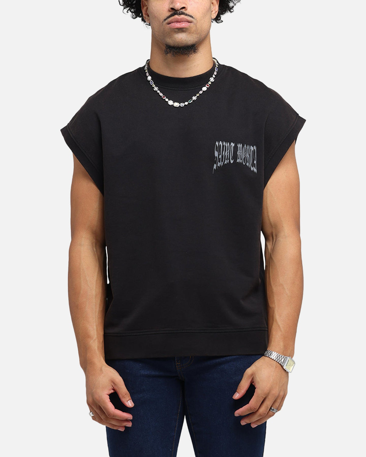 Saint Morta Vill Park Cut Off Sweater Vintage Black