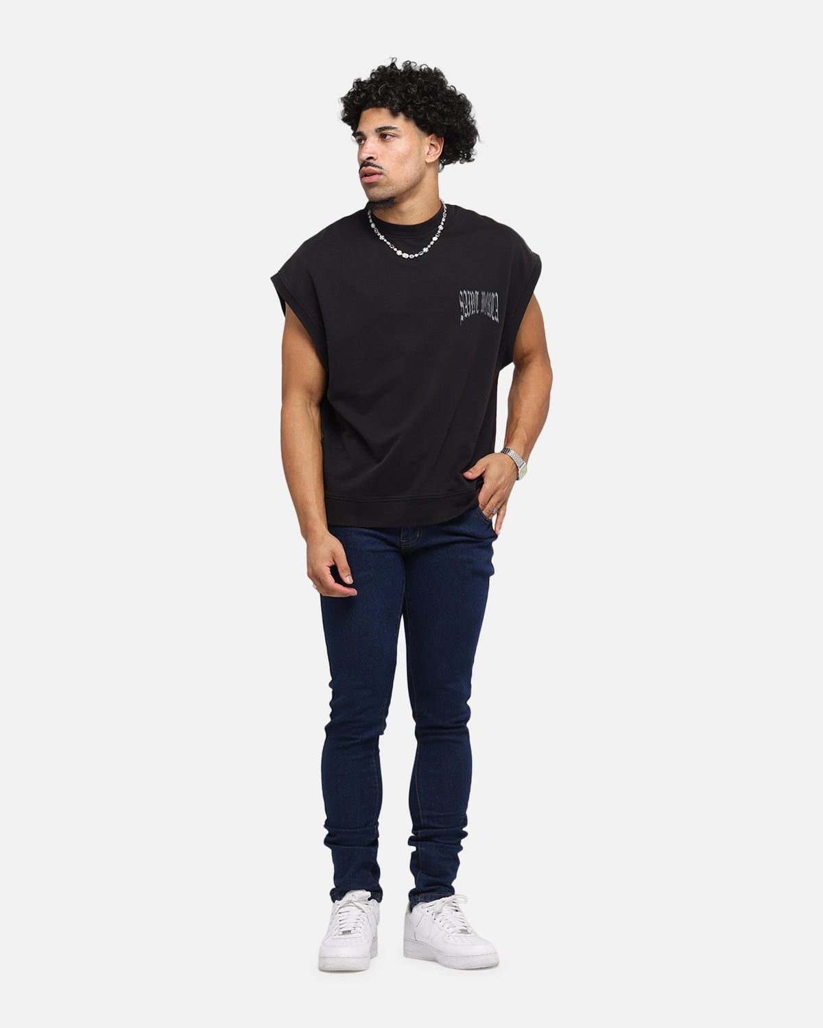 Saint Morta Vill Park Cut Off Sweater Vintage Black