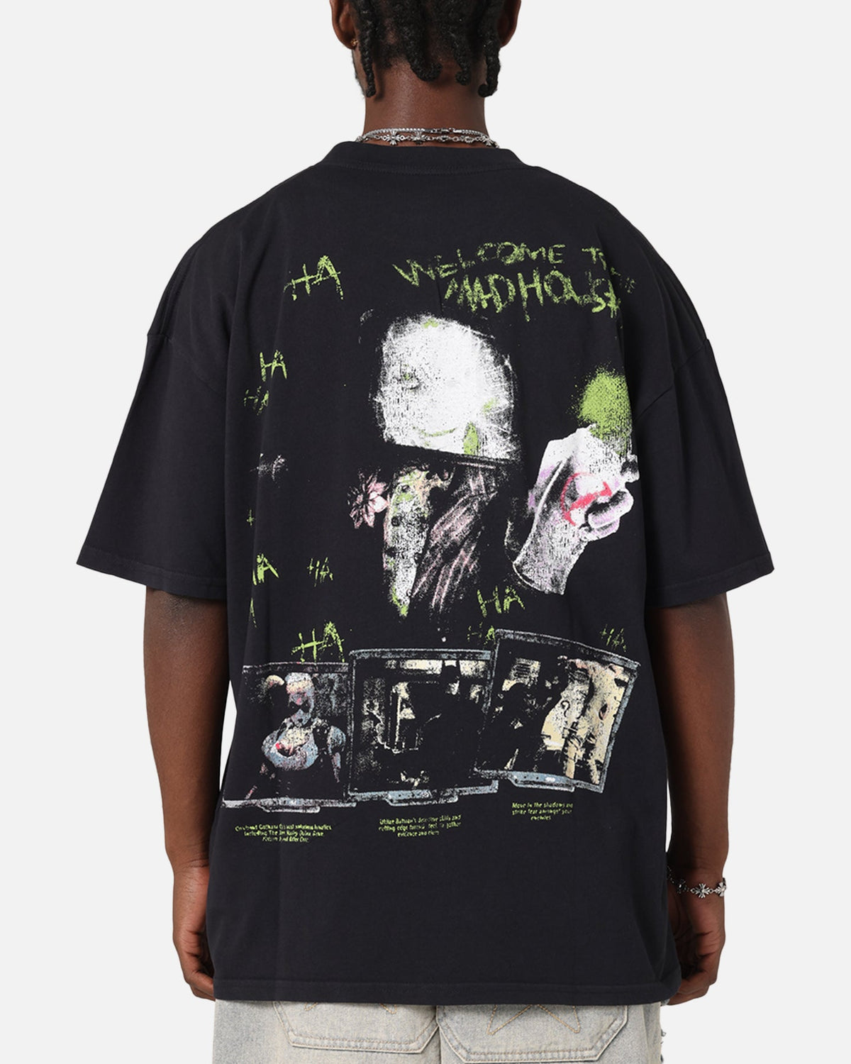 73Studio X DC Batman Arkham Asylum Vintage T-Shirt Black Acidwash