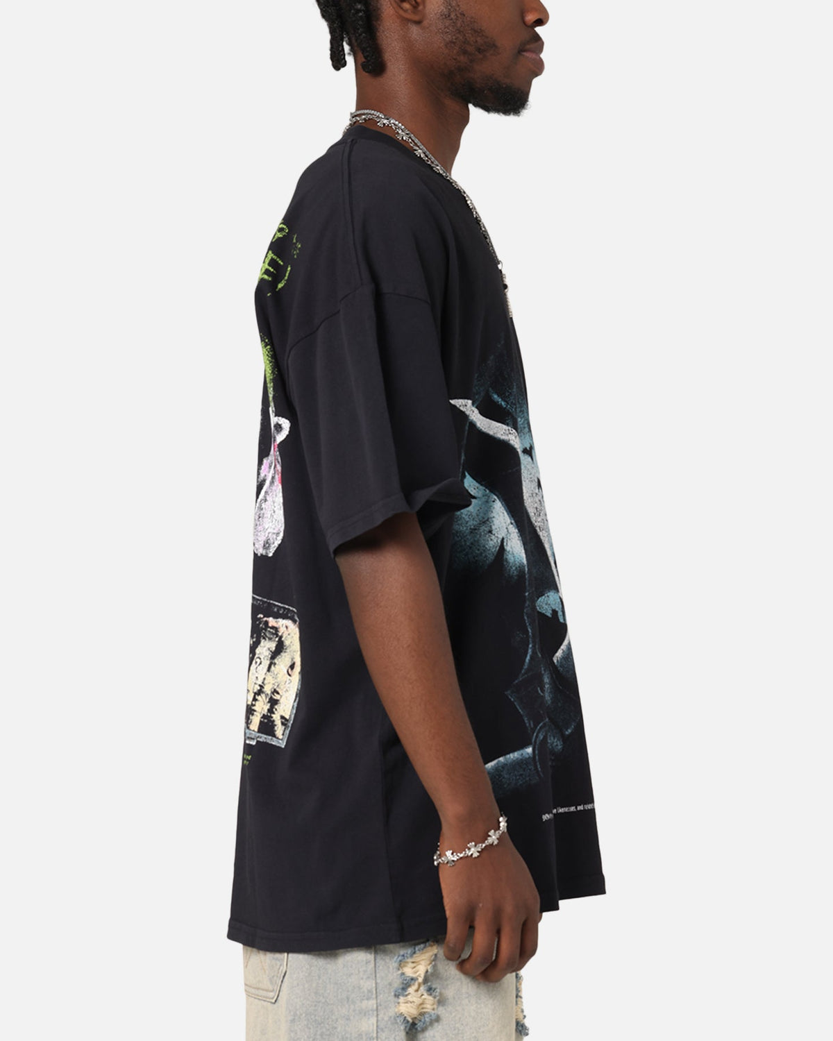 73Studio X DC Batman Arkham Asylum Vintage T-Shirt Black Acidwash