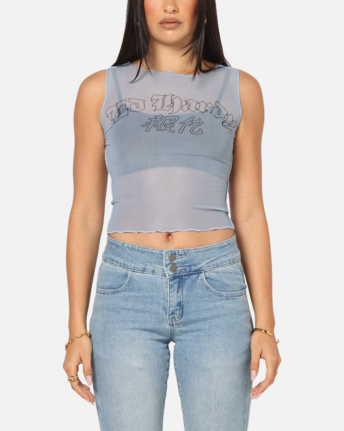 Ed Hardy Women's Revenge Mesh Top Blue