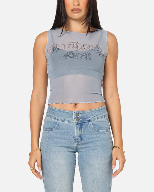 Ed Hardy Women's Revenge Mesh Top Blue