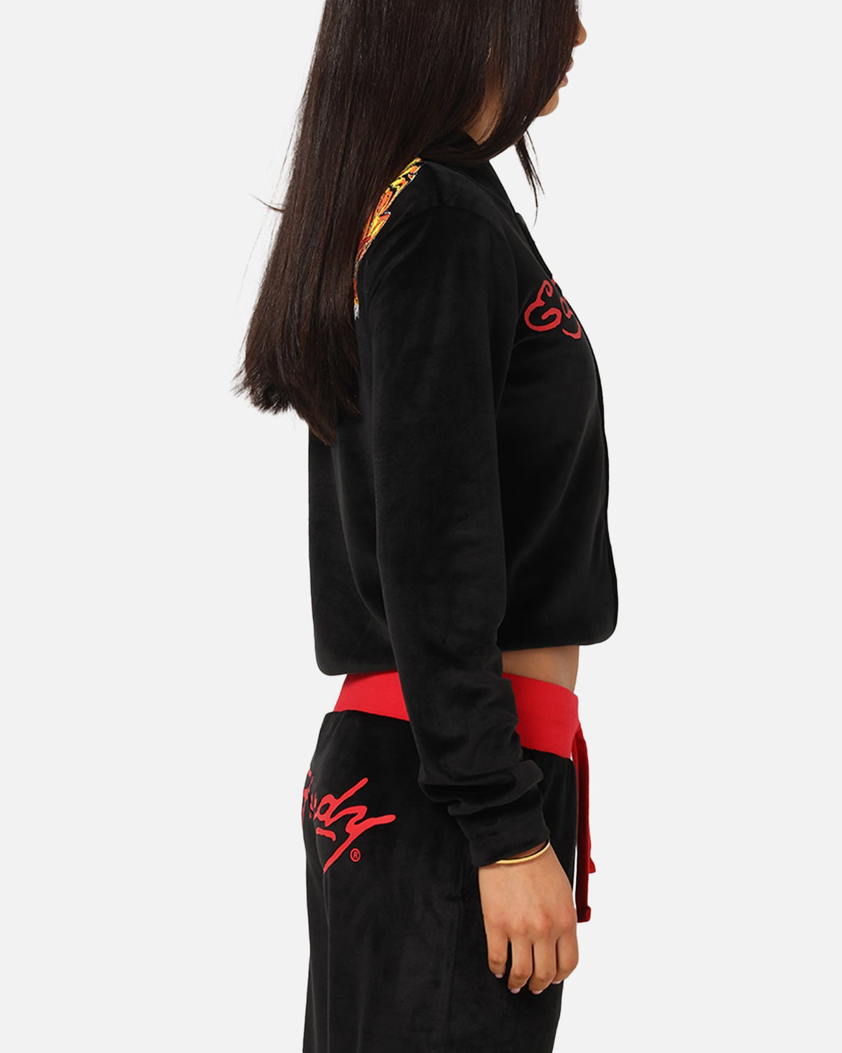 Ed Hardy Women's Cropped Hoodie Black/Red