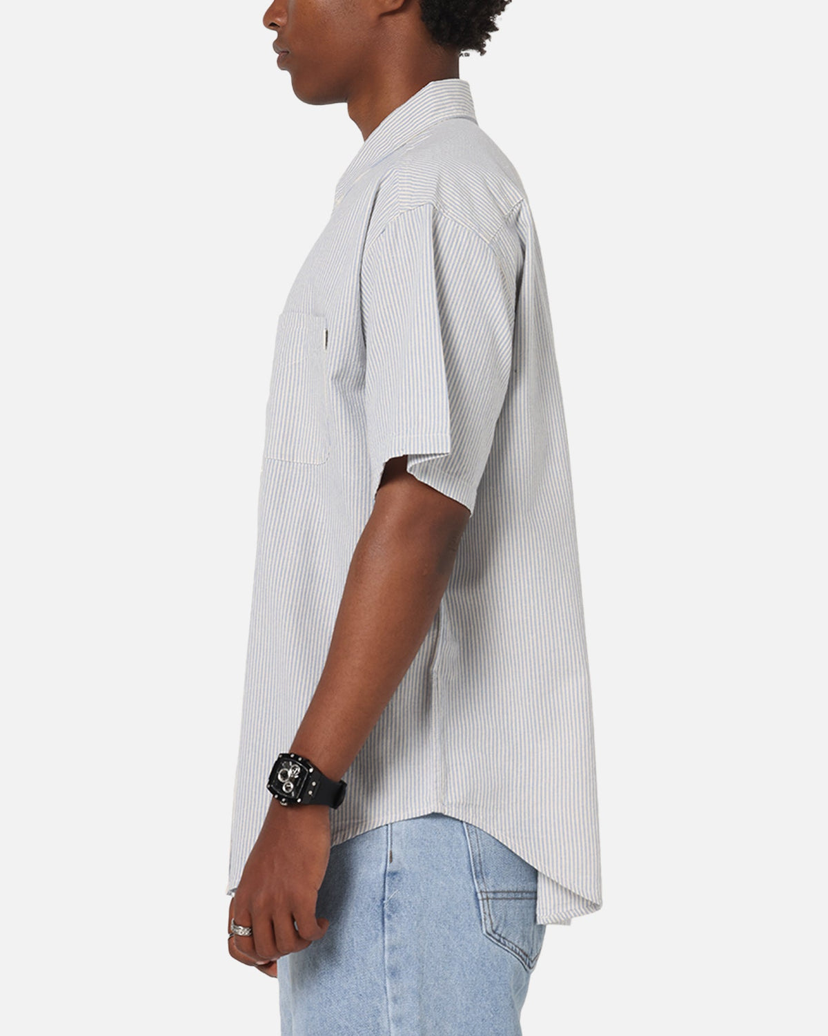 S Double Stripe Button UP Shirt Striped