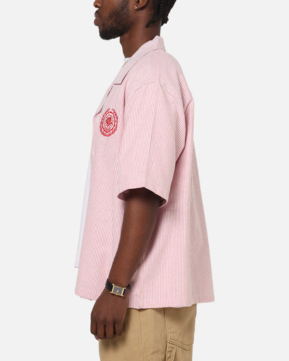 Carre Rose Pinstripe Button Up Shirt Red Stripe