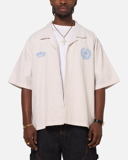 Carre Rose Pinstripe Button Up Shirt Sand
