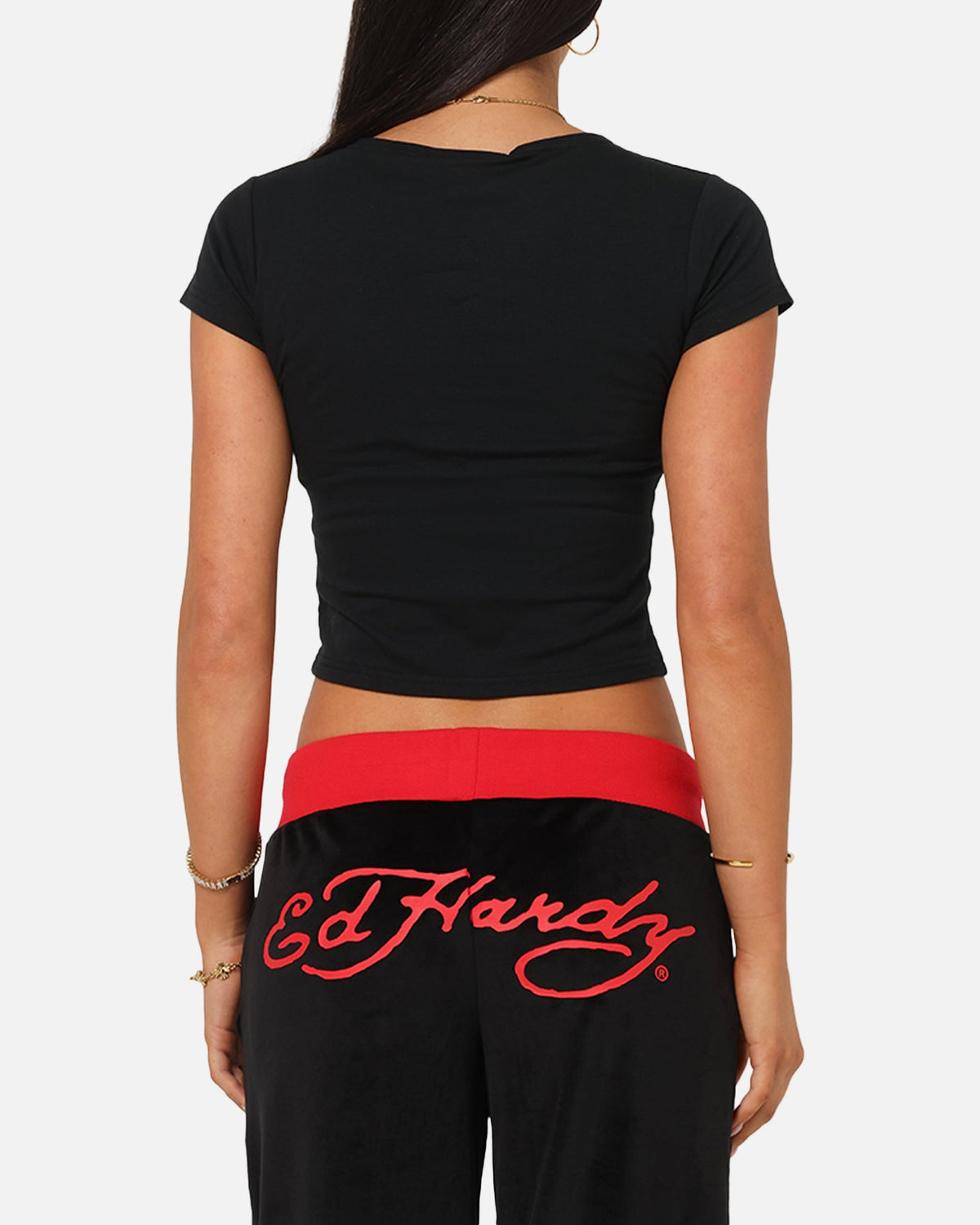 Ed Hardy Women's Chrome Baby T-Shirt Black